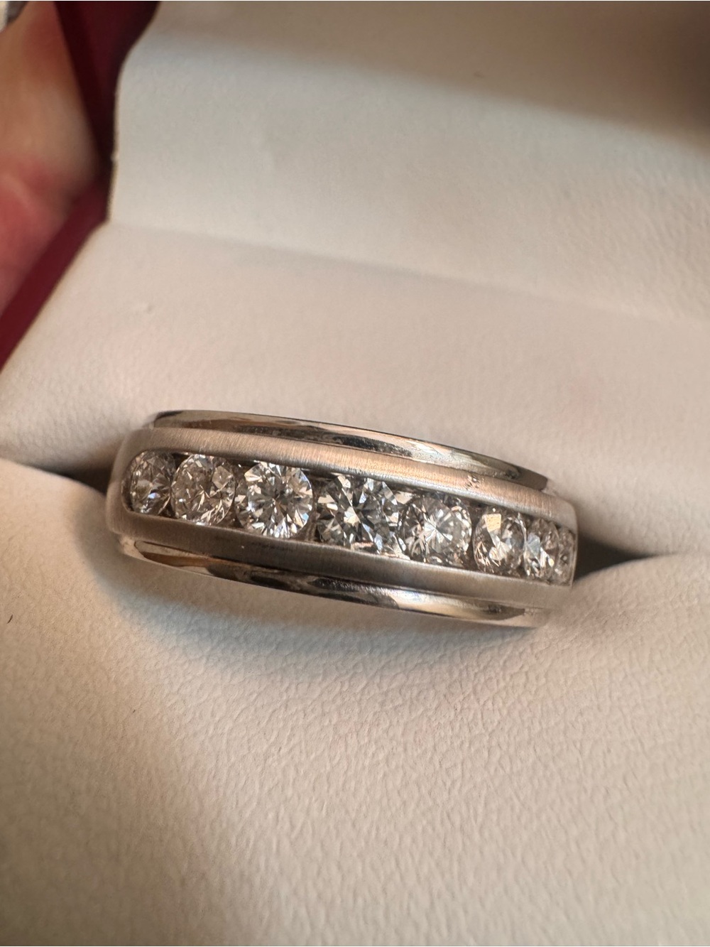 Classic Channel-Set Diamond Band in White Metal